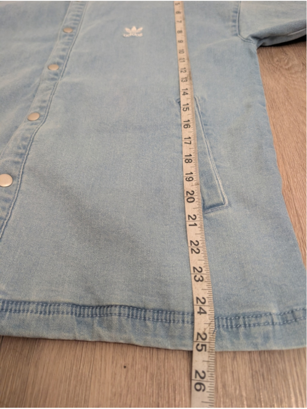 Adidas Light Blue Jean Always Original Denim Track Jacket Snap Buttons Oversized - Picture 14 of 14